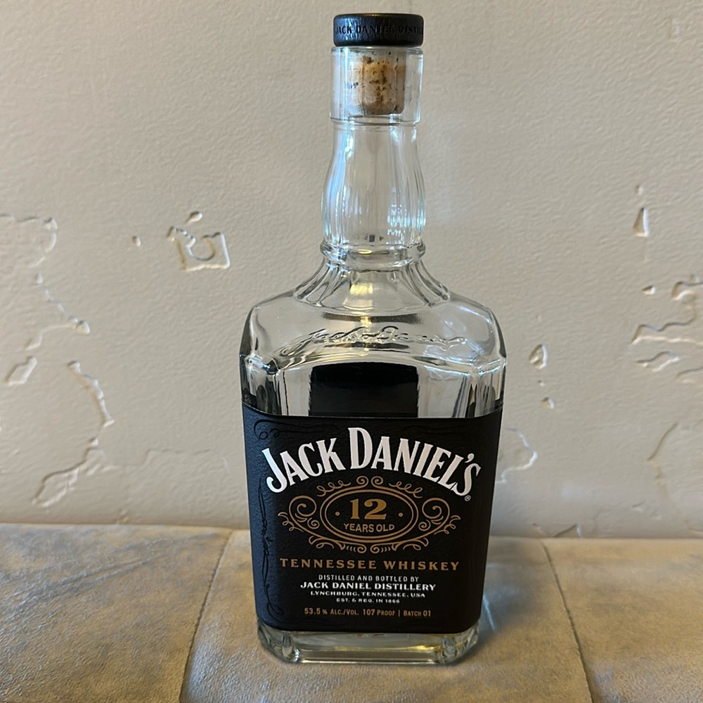 Empty Jack Daniels 12 years Tennessee Whiskey